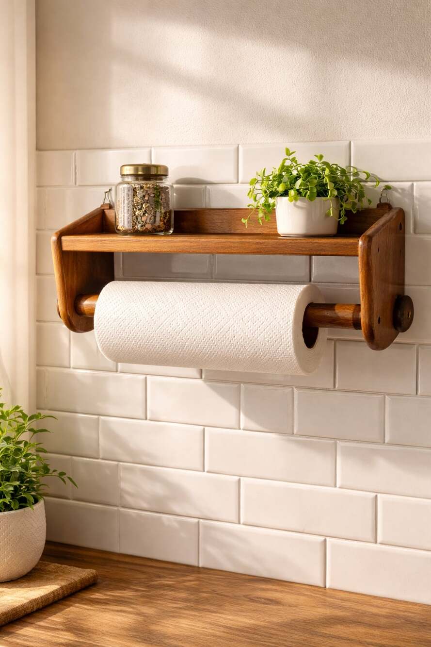 Goodwood Genuine Teak Thailand Wall Mounted Hanging Paper Towel Holder